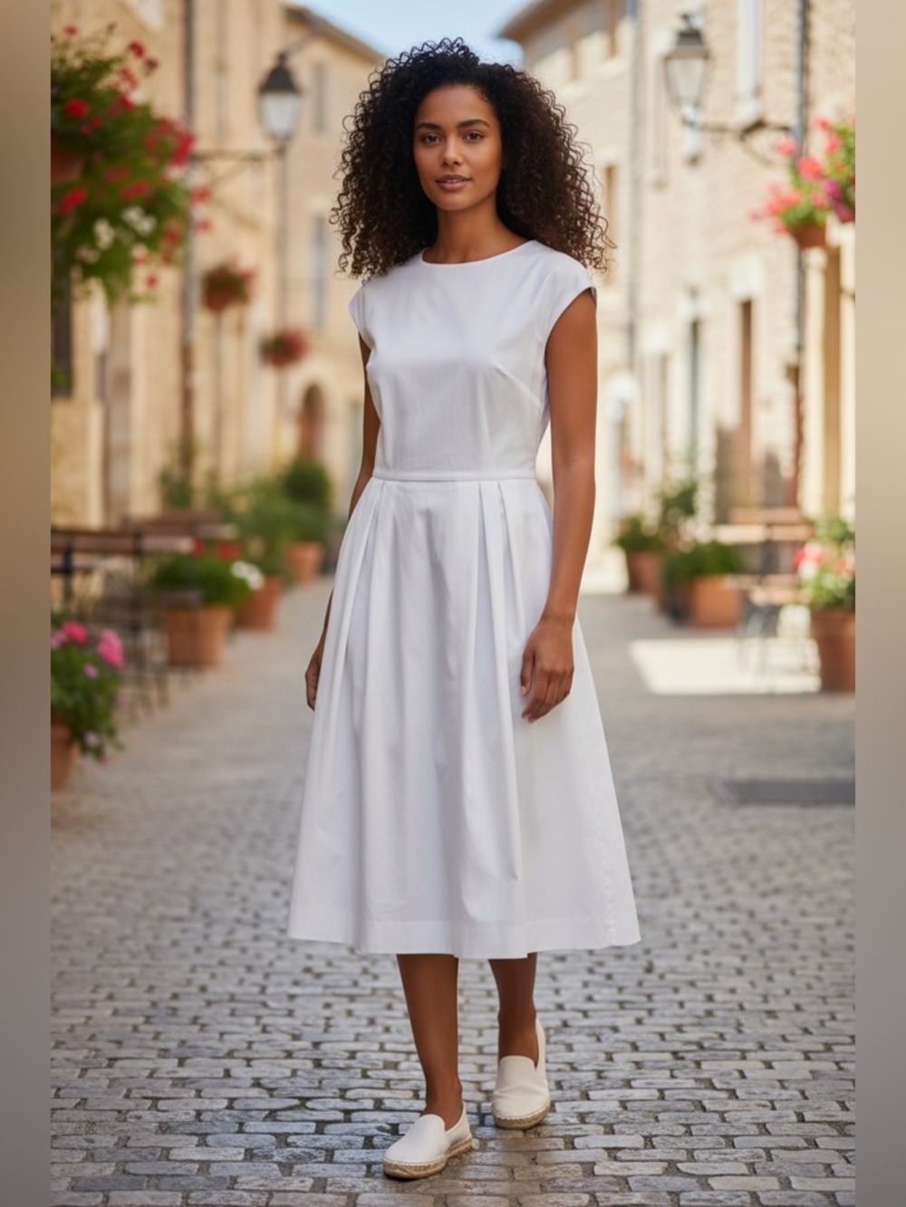 Anthropologie Sunday in Brooklyn White Midi Pleated Dress - Picture 3 of 14